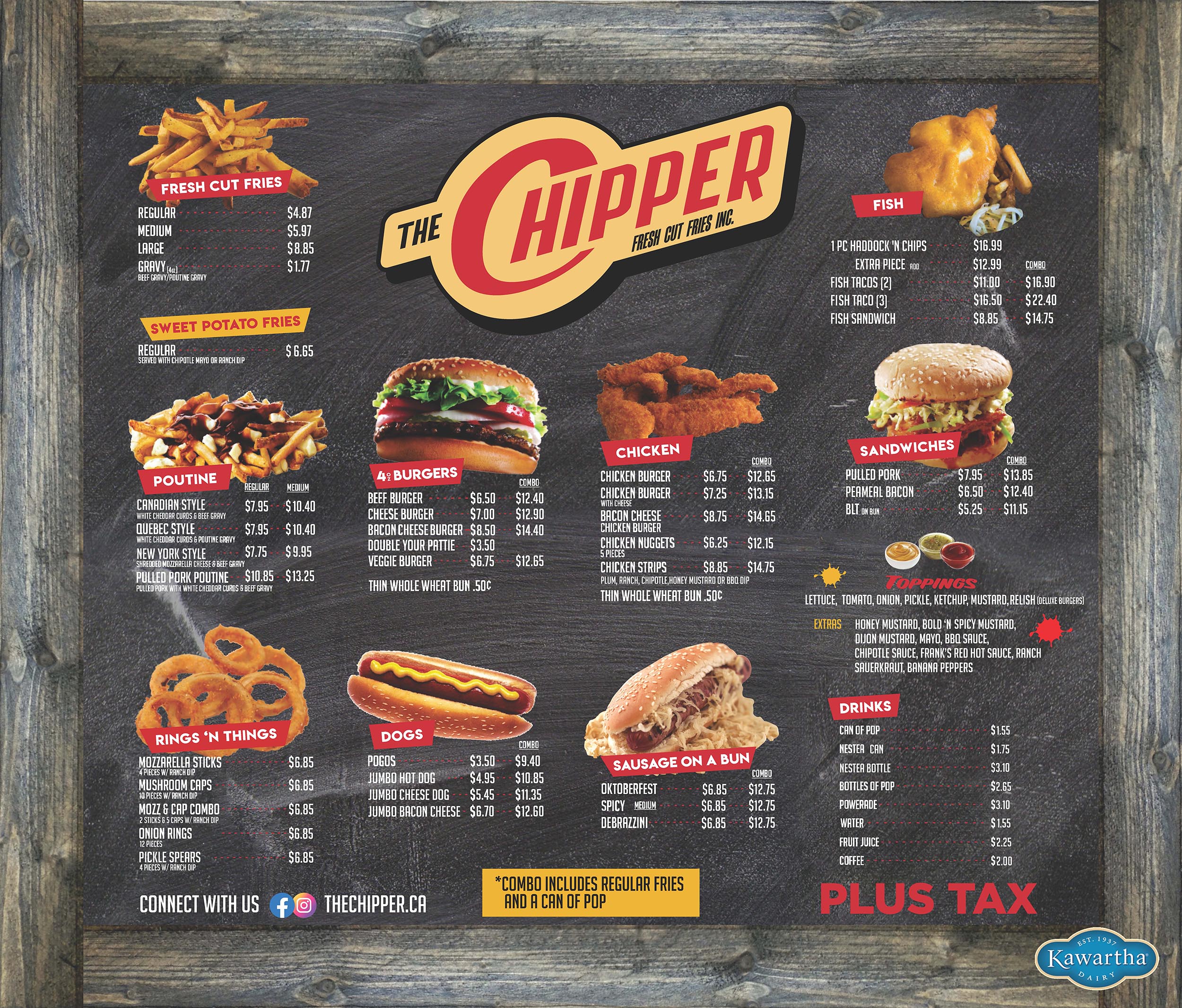 The Chipper Menu Fries and Entrees