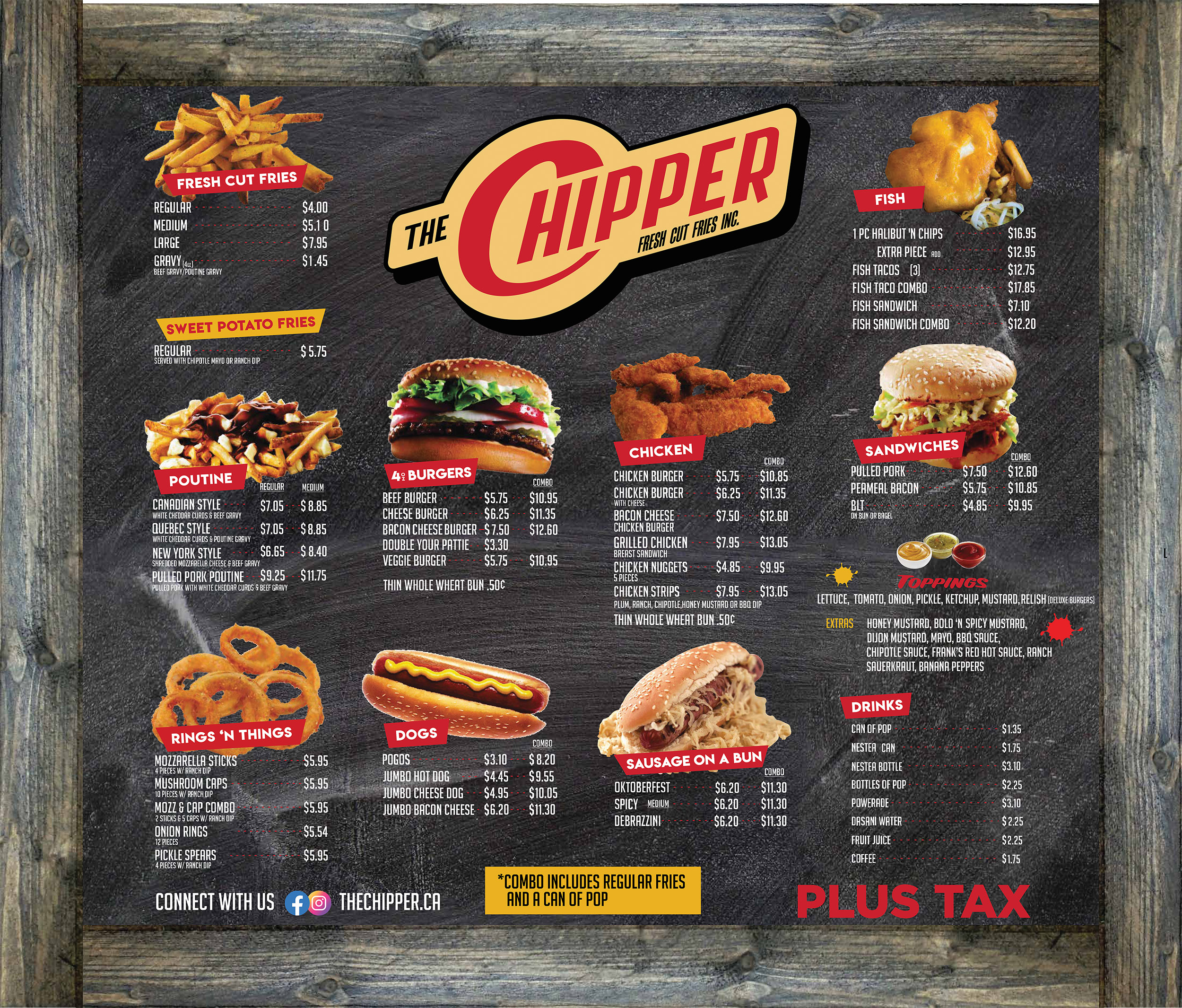 The Chipper Menu Fries and Entrees